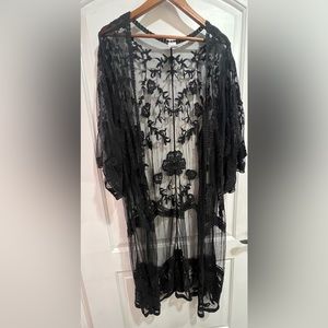 Black lace kimono cover up